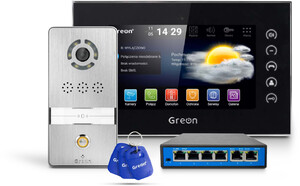ZESTAW GREON Monitor GR-IS1-BAW WiFi + NATYNK GR-OS8 + switch PoE GR-SW42v2 + 3 breloki