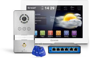 ZESTAW GREON Monitor GR-IS11-WAW WiFi + NATYNK GR-OS8 + switch PoE GR-SW42v2 + 3 breloki