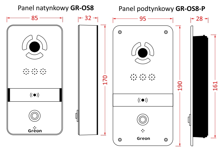 GR-OS8 rysunek techniczny wymiary